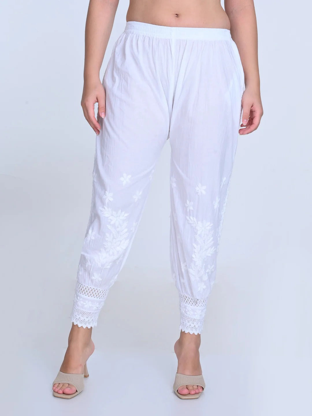 White Sahar Afghani Cotton Lycra Pant