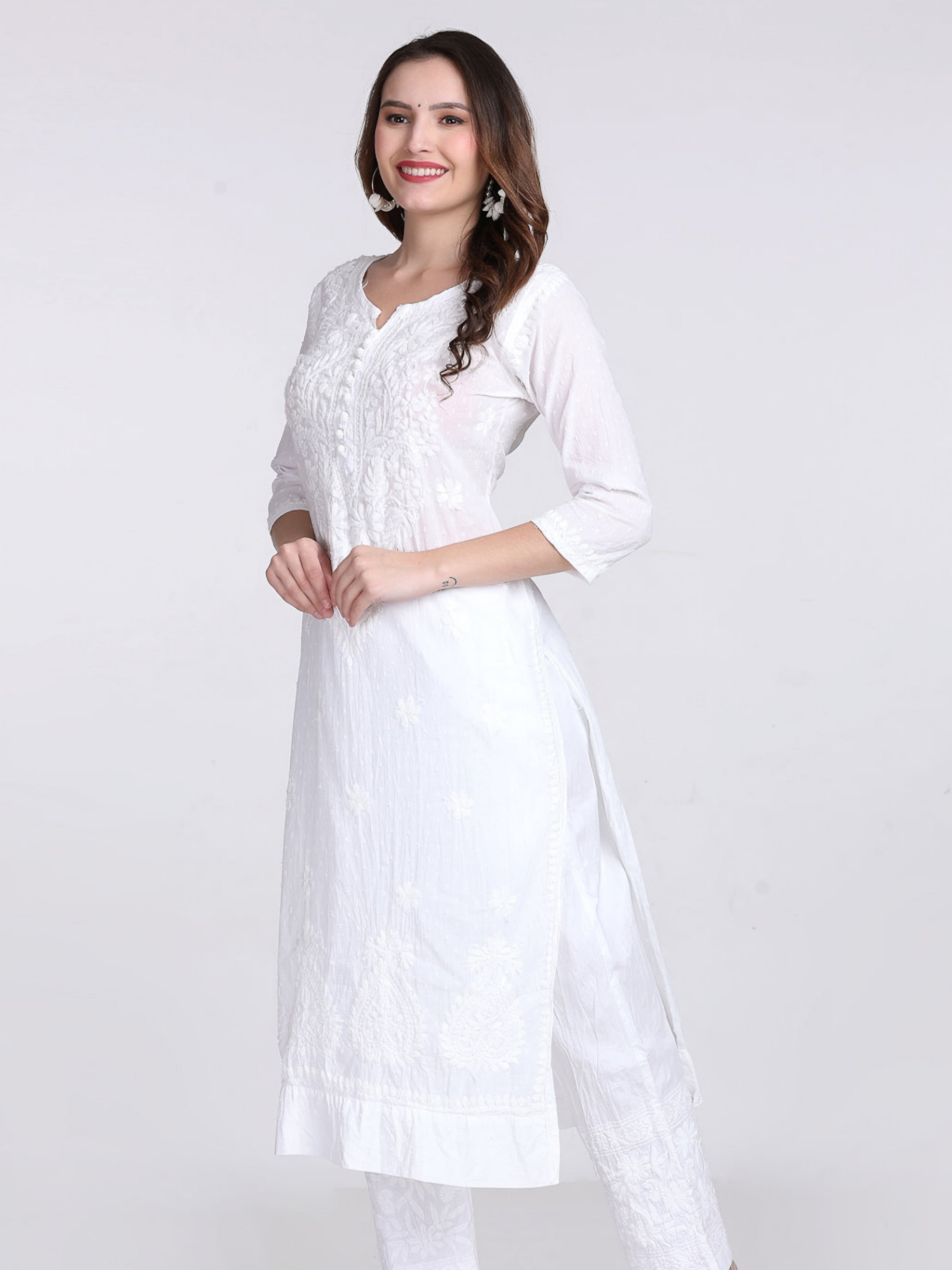 White SAIYAARA Soft Cotton Chikankari Kurti