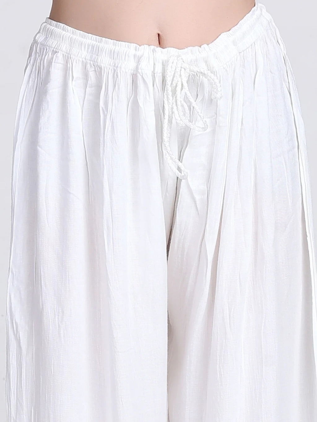 White Salwa Soft Cotton Chikankari Palazzo