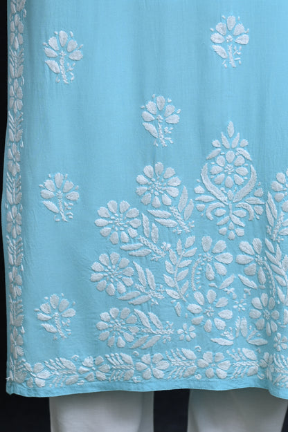 Women's Exclusive Straight Soft Rayon Lucknowi Chikankari Kurti.