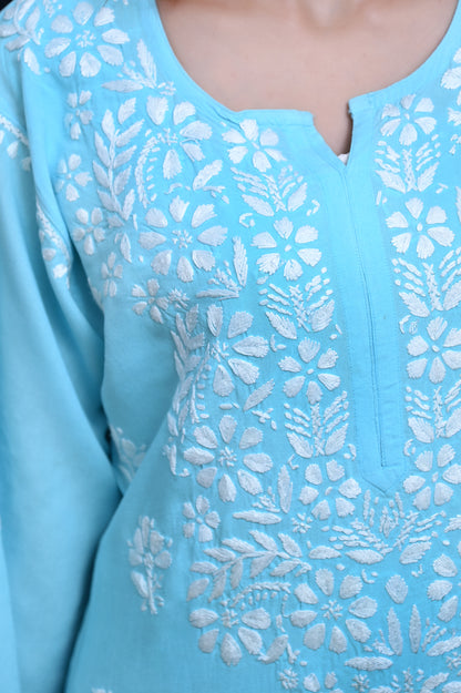 Women's Exclusive Straight Soft Rayon Lucknowi Chikankari Kurti.