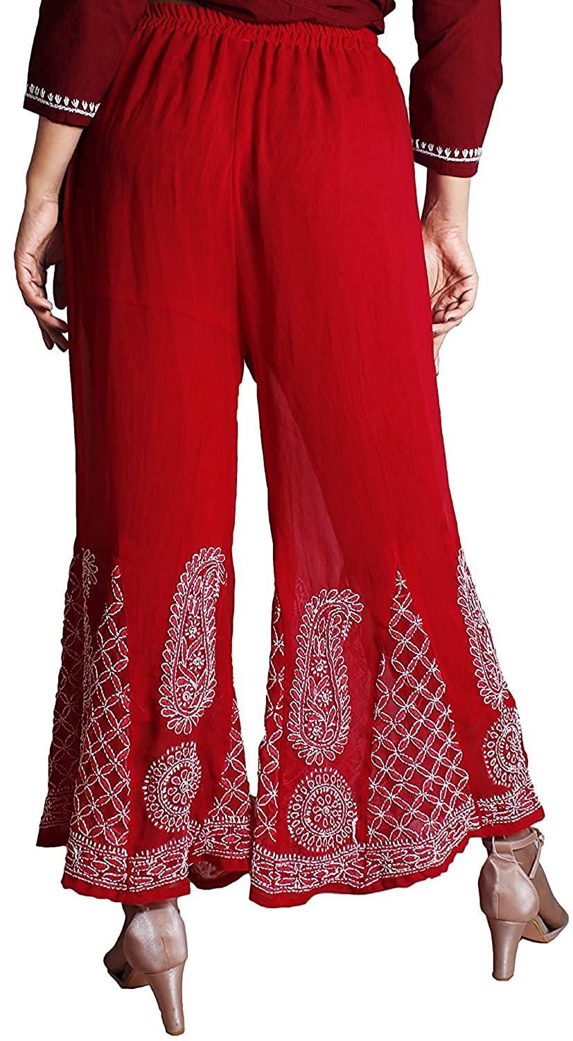 Red white Nashwa Georgette Sharara with lining