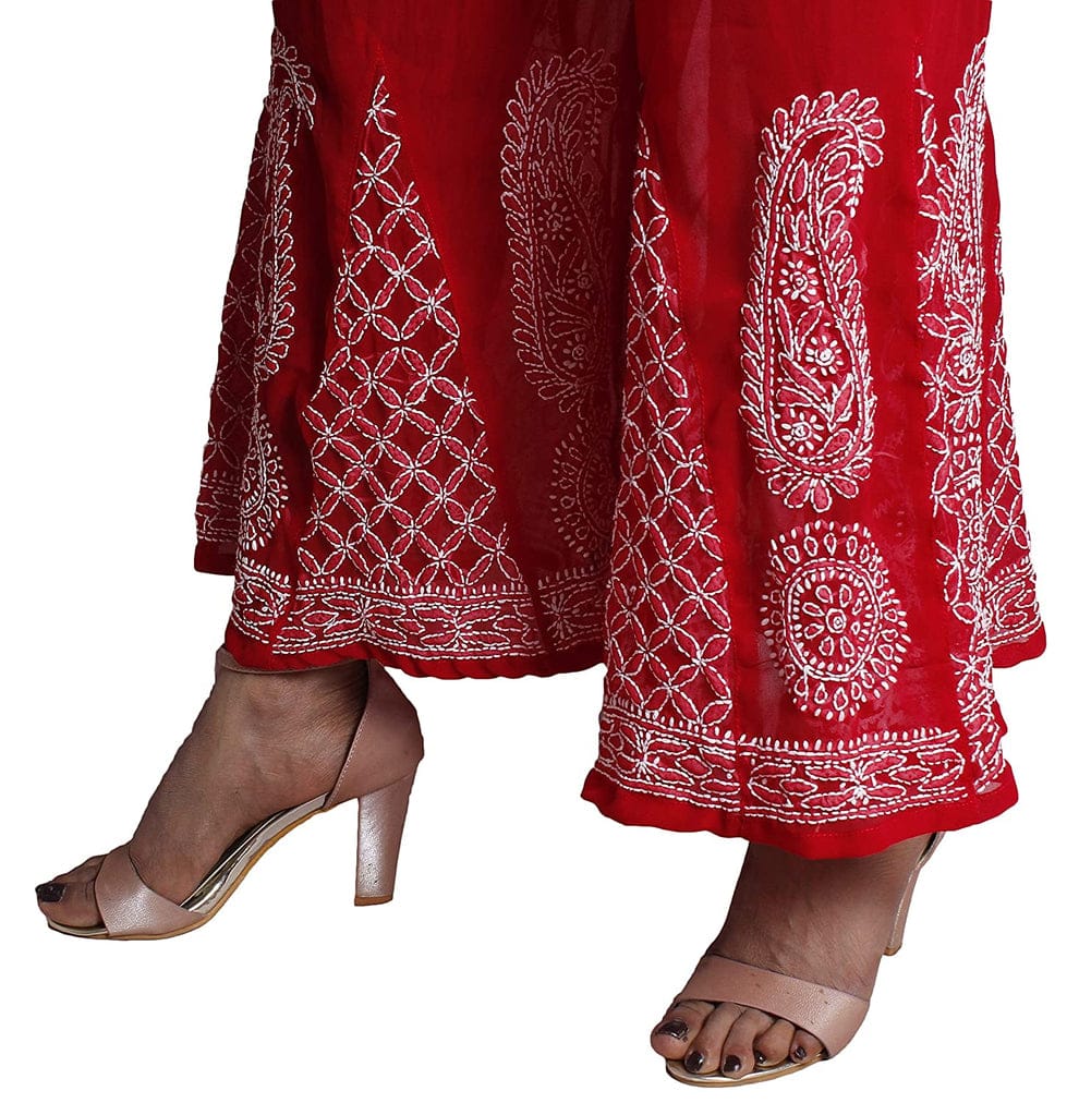 Red white Nashwa Georgette Sharara with lining