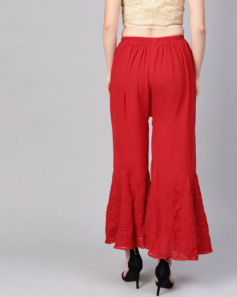 Red Nashwa Georgette Sharara with lining