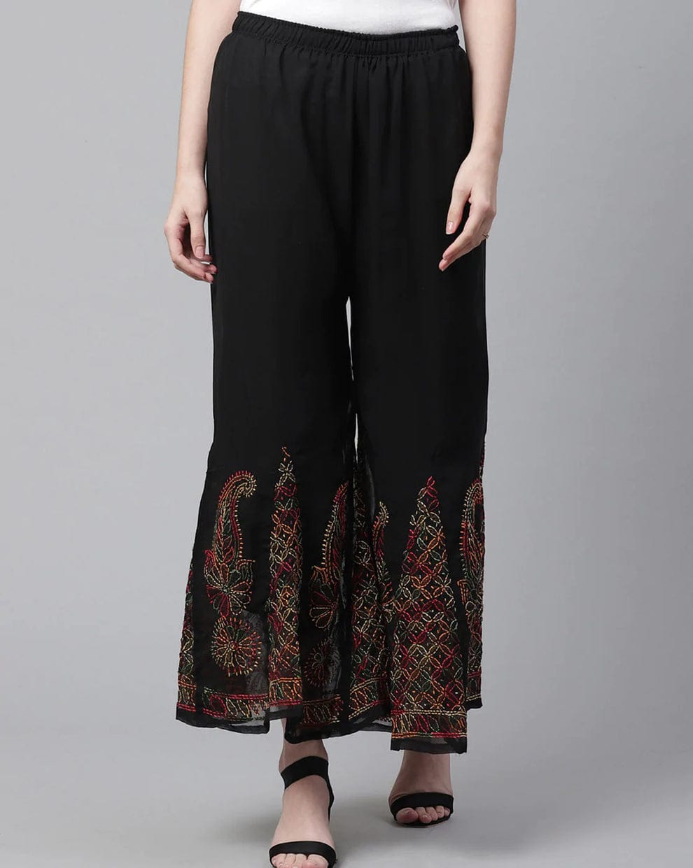 Multi black Nashwa Georgette Sharara with lining