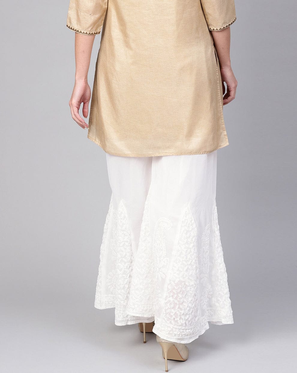 White Nashwa Georgette Sharara with lining