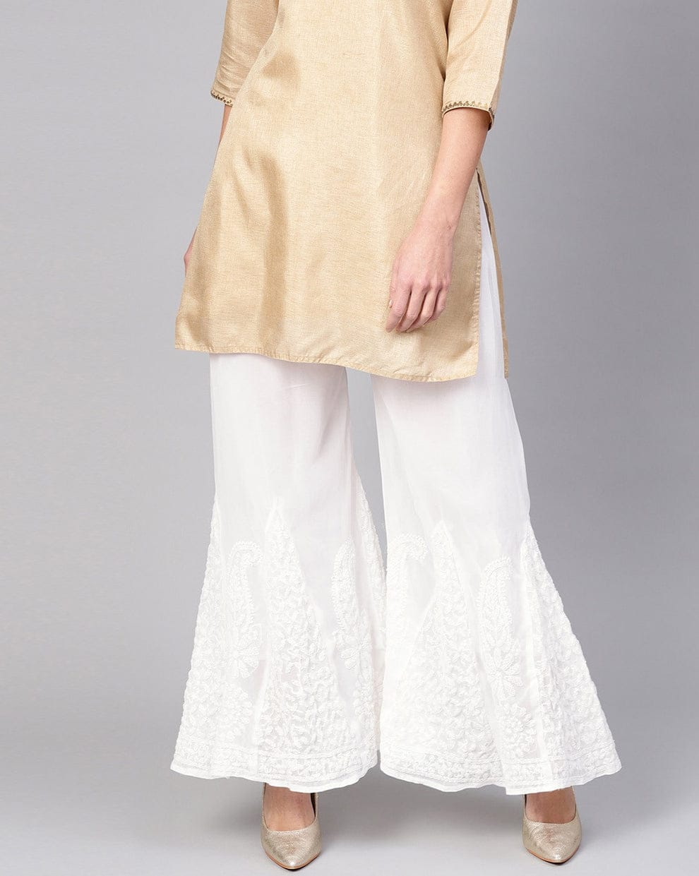 White Nashwa Georgette Sharara with lining