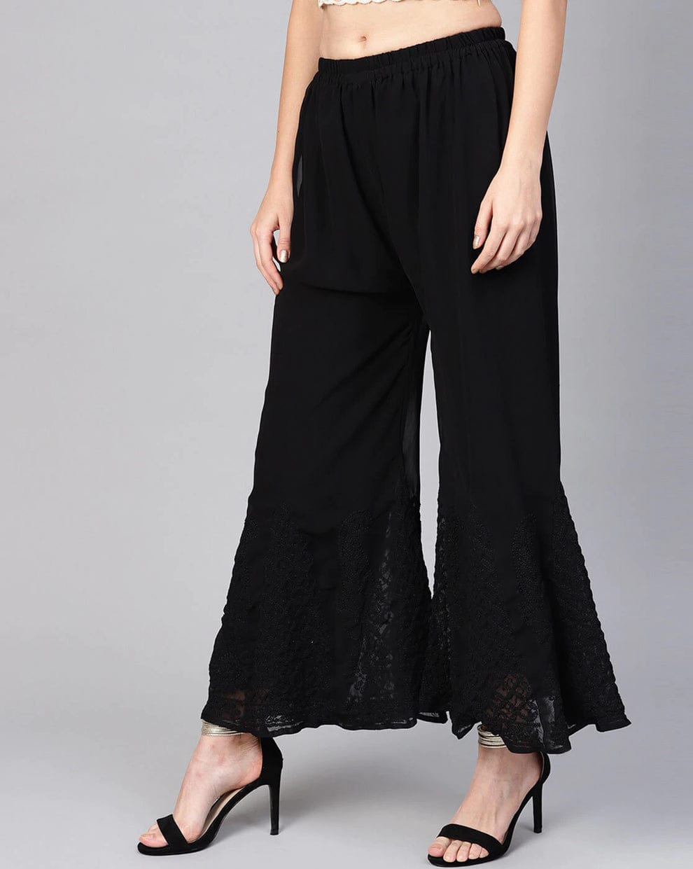 Black Nashwa Georgette Sharara with lining