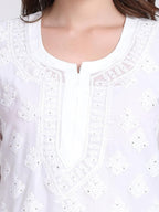 White Hala Muquesh Embellishments 4-Piece Kurti Set