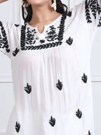 White Ghazal Nyra Cut Modal Straight Kurti