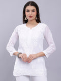 White Imroz White Short Modal Top