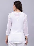 White Imroz White Short Modal Top