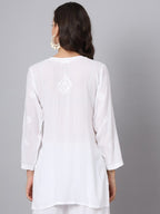 Mahira White  Rayon Short Top - Comfortable, Breathable &amp; Perfect for Every Occasion by malabis