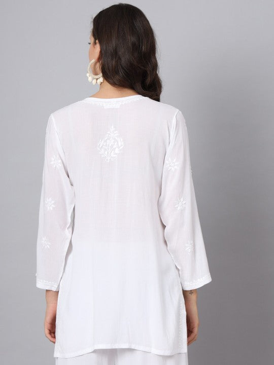 Mahira White  Rayon Short Top - Comfortable, Breathable &amp; Perfect for Every Occasion by malabis