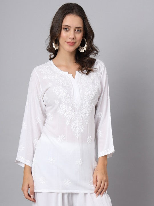Mahira White  Rayon Short Top - Comfortable, Breathable &amp; Perfect for Every Occasion by malabis