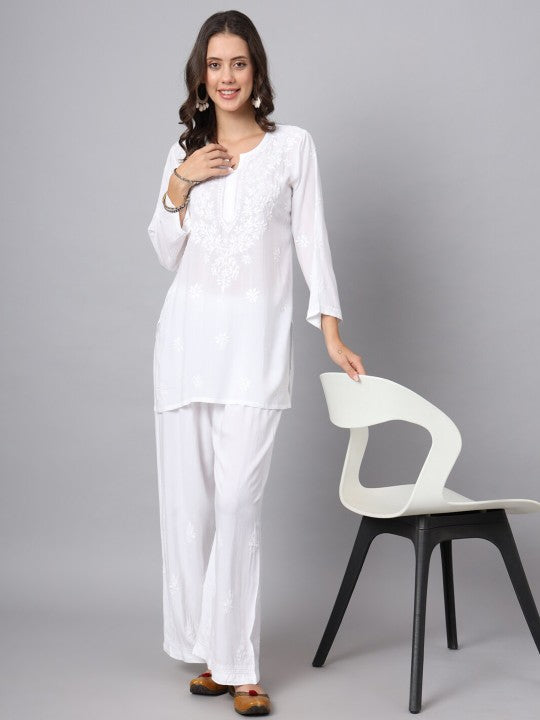 Mahira White  Rayon Short Top - Comfortable, Breathable &amp; Perfect for Every Occasion by malabis
