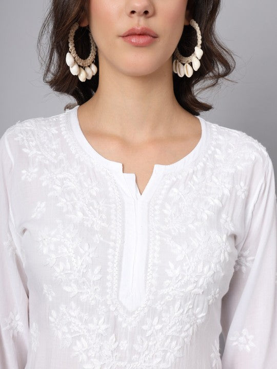 Mahira White  Rayon Short Top - Comfortable, Breathable &amp; Perfect for Every Occasion by malabis