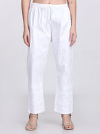 White Kubra Dyed Cotton Kurti & Pant Set
