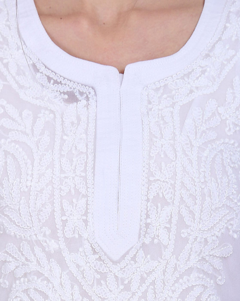 white Iffat Georgette Kurti, Inner & Lycra pant Set