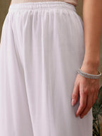 White Sanam Flared Kalidaar Chikankari Chiffon Georgette Sharara With Lining Attached Inside the Sharara