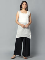 White Gulbarg Mirror Work Chikankari Kurti with Inner