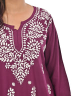 Wine  Rayon Short Top - Comfortable, Breathable Perfect for Every Occasion by malabis