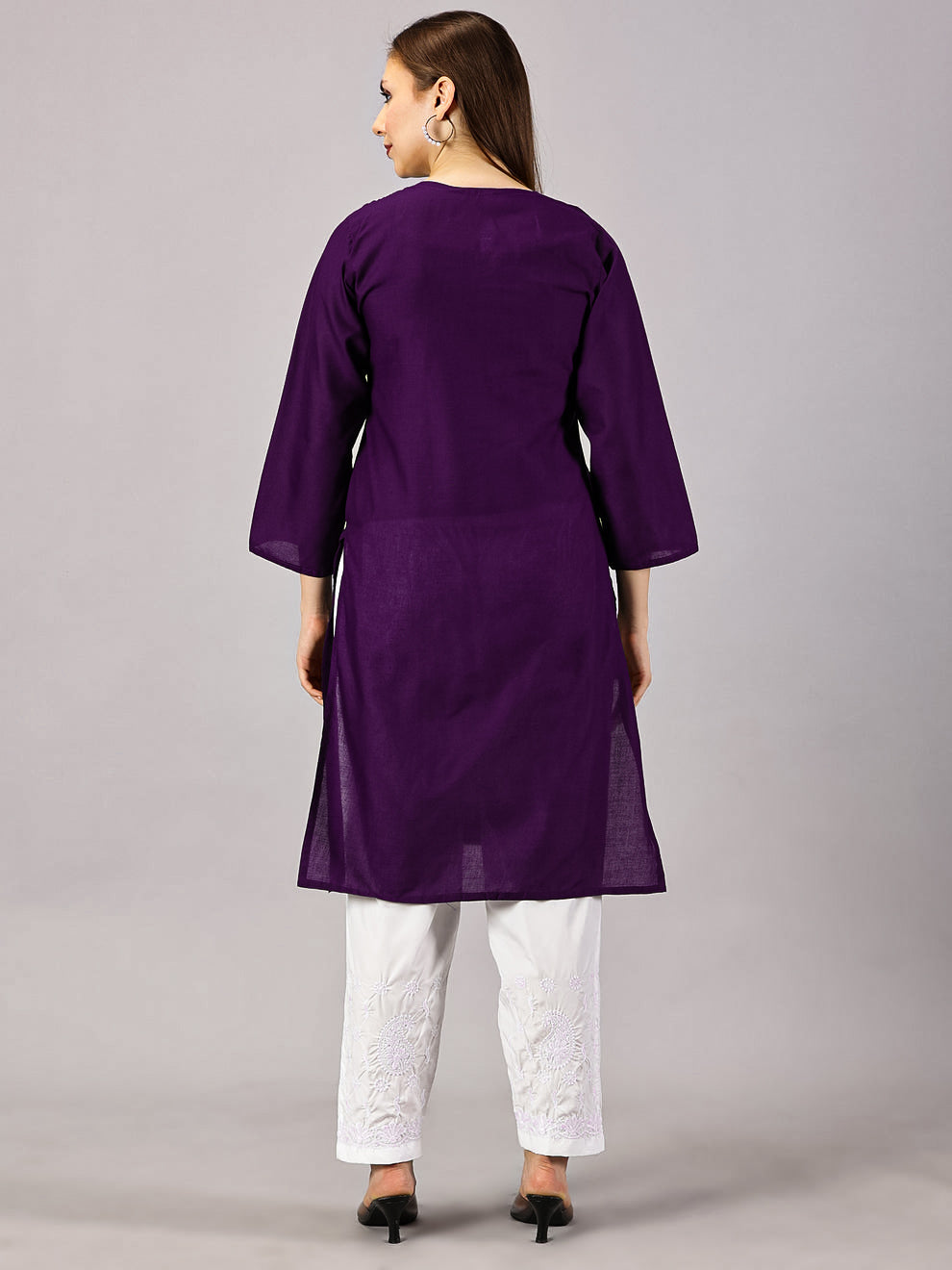 Wine Muzdah Cotton Kurti & Lycra Pant Set