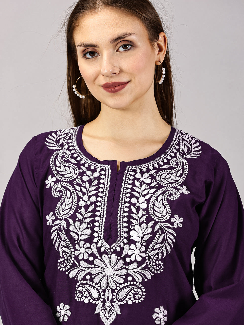 Wine Muzdah Cotton Kurti & Lycra Pant Set