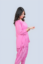 Hot Pink Yusra Dyed Cotton Chikankari Short Top