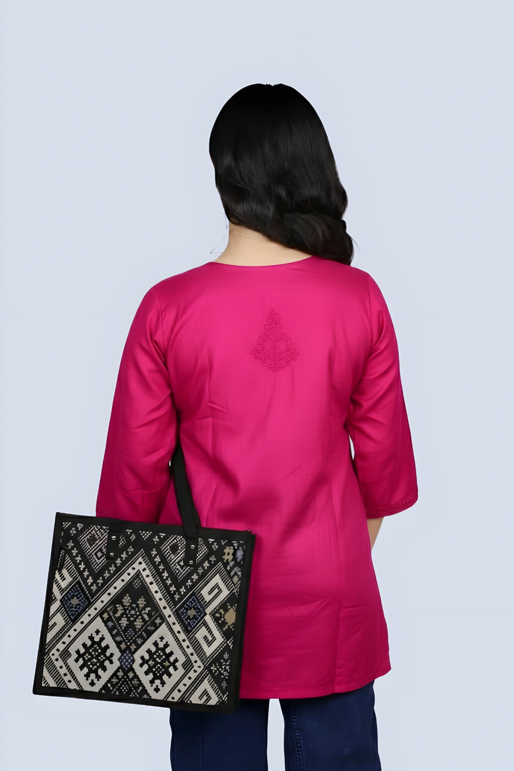 Magenta Yusra Dyed Cotton Chikankari Short Top