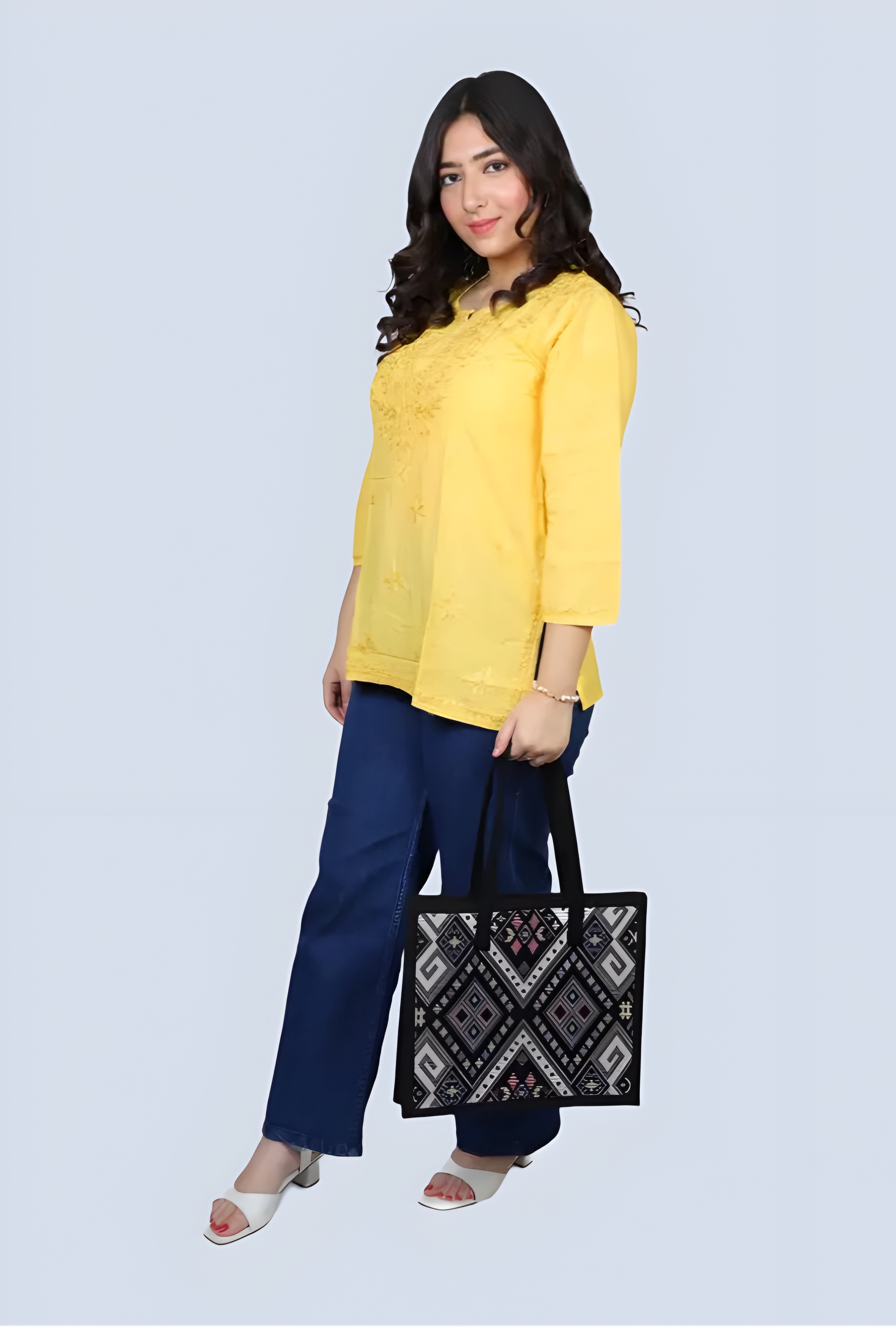 Mustard Yusra Dyed Cotton Chikankari Short Top