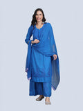 Blue Zulaikha Dyed Dobby Cotton Kurti Set
