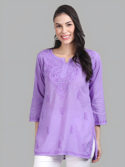 Nuzhat Dyed Lucknowi Chikankari Short Top – Pure Cotton, Handcrafted Beauty in Stunning Shades