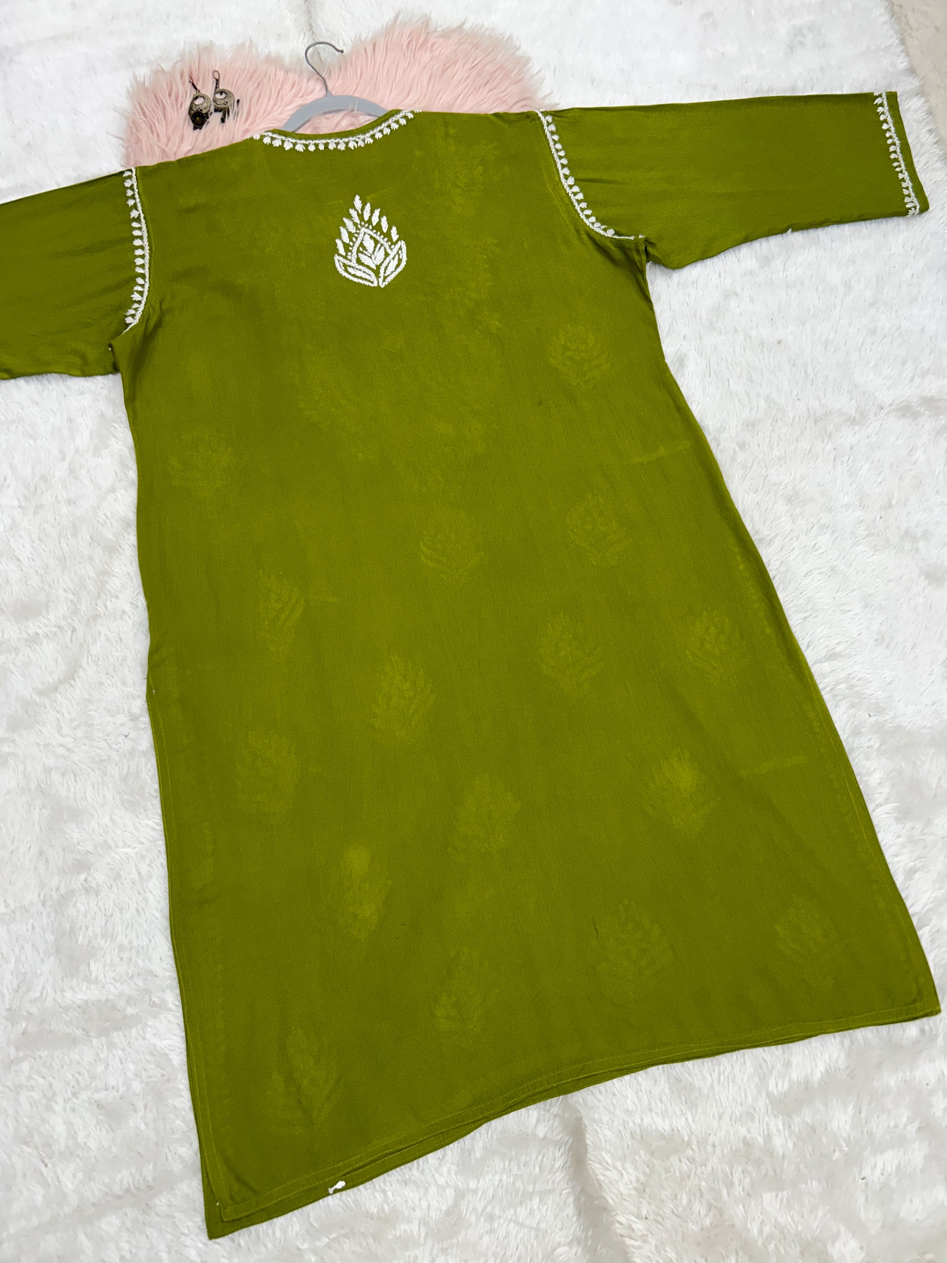 green rayon plus size chikankari kurti 2