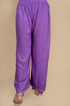 Lavender Aroos Dyed Rayon Kurti & Palazzo Set