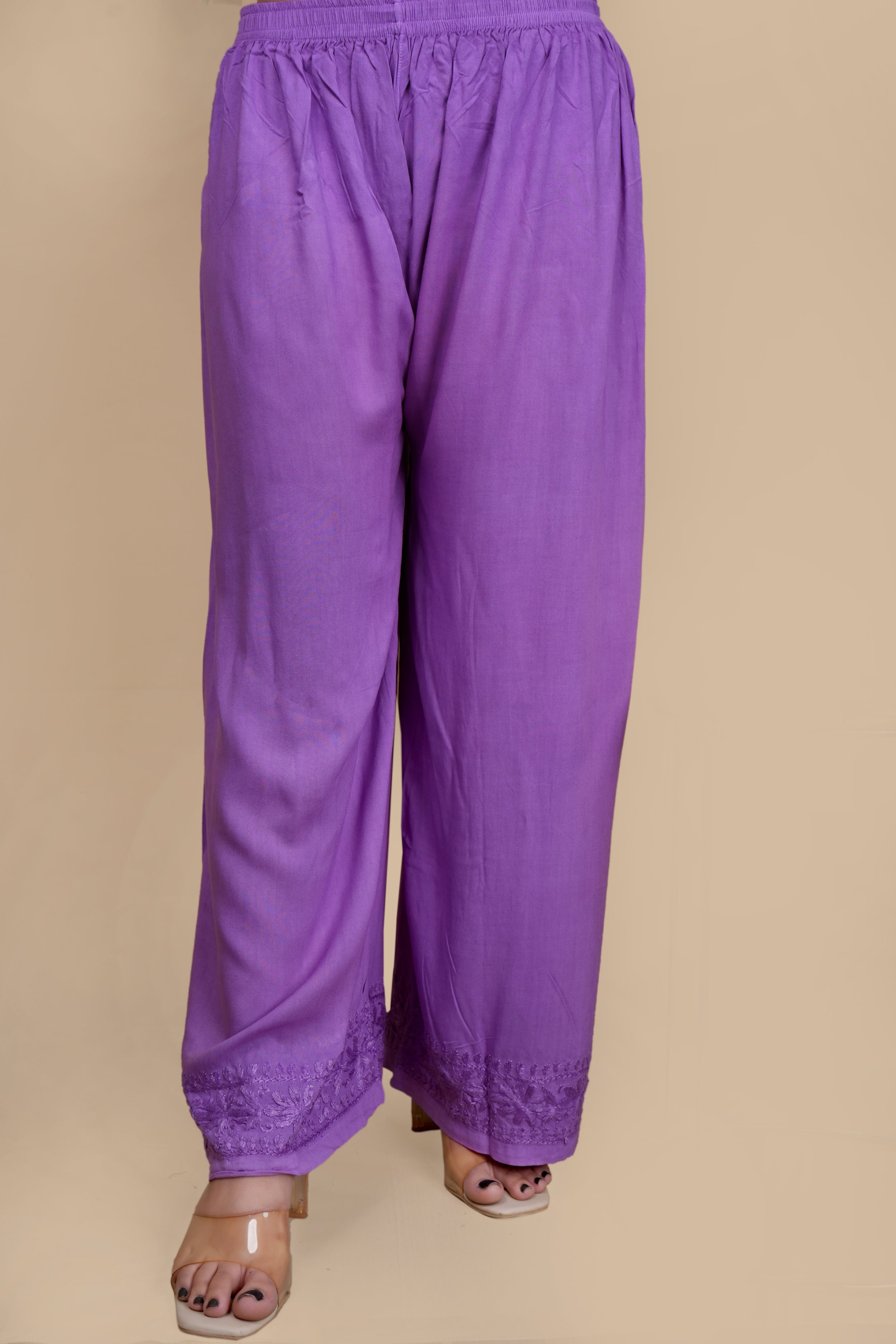 Lavender Aroos Dyed Rayon Kurti & Palazzo Set