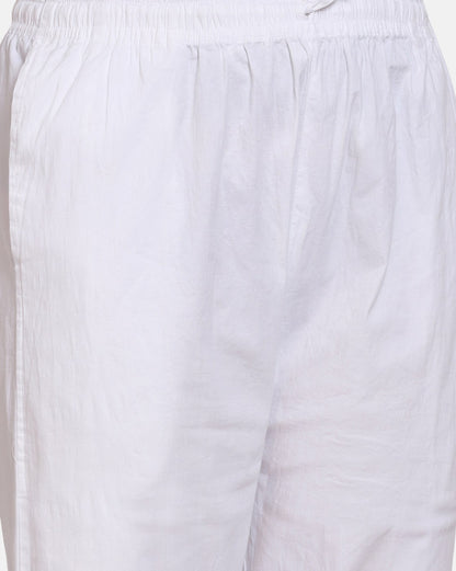 Women's Chikankari Stretchable Cotton Lycra Pants with Both Side Pockets