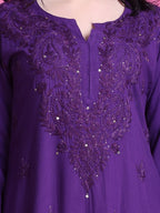 Purple Hoor Rayon Muquesh Kurti & Palazzo Set