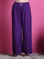 Purple Hoor Rayon Muquesh Kurti & Palazzo Set