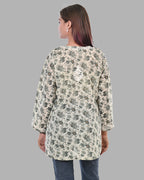 Pista Green Haya Mulmul Cotton Printed Short Chikankari Top by malabis