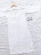 White SAIYAARA White Soft Combed Cotton Chikankari Kurti Malabis.in