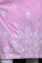 Pink Salma Straight Chikankari Rayon Kurti