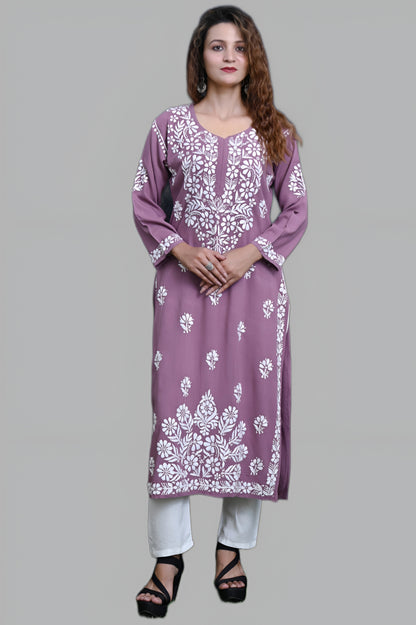 Salma Women's Exclusive Straight Soft Rayon Lucknowi Chikankari Kurti.