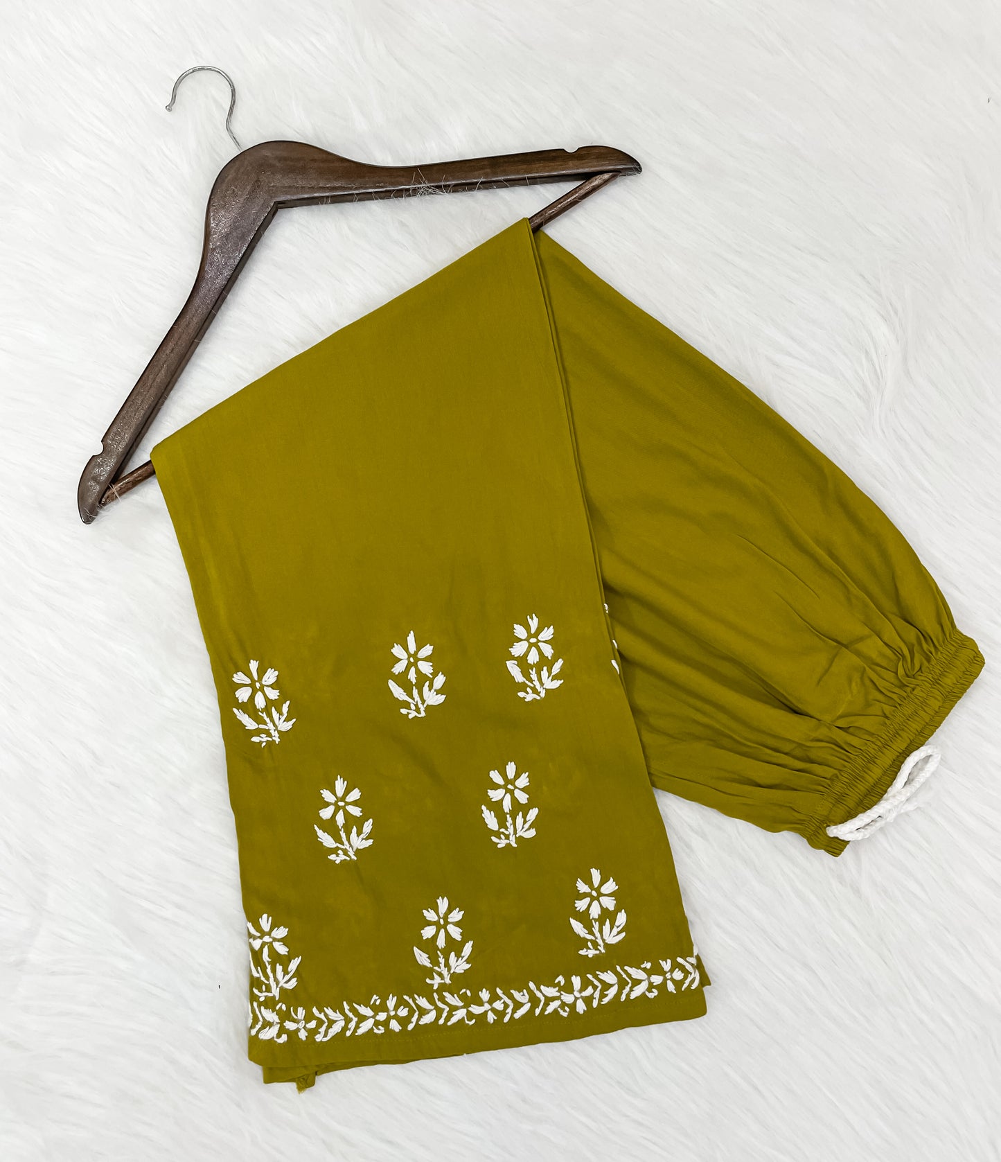 Mansha Chikankari Strappy Rayon Kurti & Palazzo Co-Ord Set (Adjustable Strap)