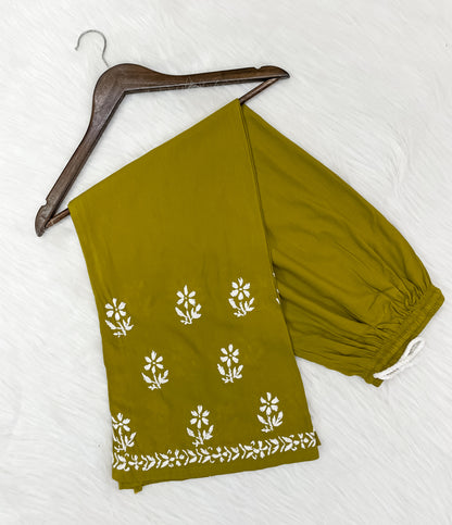Mansha Chikankari Strappy Rayon Kurti & Palazzo Co-Ord Set (Adjustable Strap)