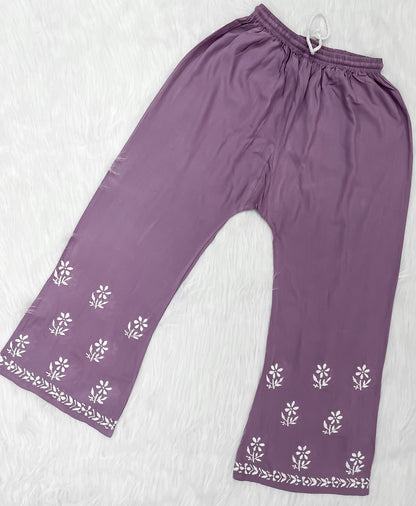 Mansha Chikankari Strappy Rayon Kurti & Palazzo Co-Ord Set (Adjustable Strap)