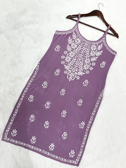 Mansha Chikankari Strappy Rayon Kurti & Palazzo Co-Ord Set (Adjustable Strap)