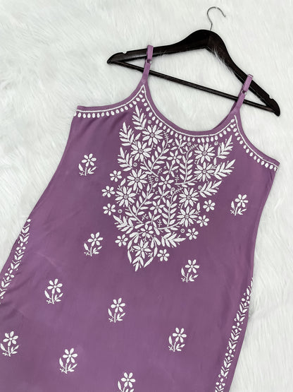 Mansha Chikankari Strappy Rayon Kurti & Palazzo Co-Ord Set (Adjustable Strap)