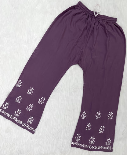Mansha Chikankari Strappy Rayon Kurti & Palazzo Co-Ord Set (Adjustable Strap)