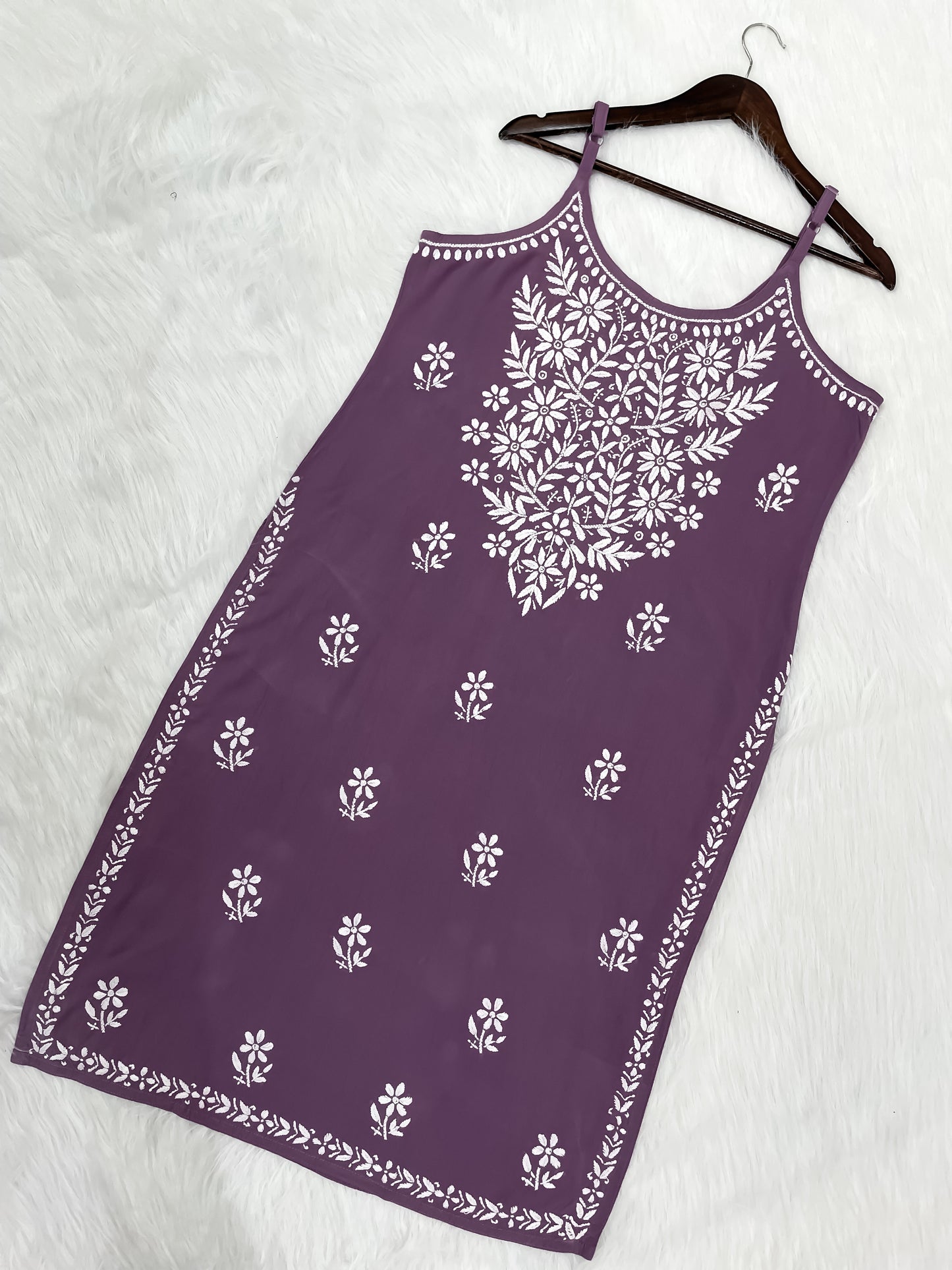 Mansha Chikankari Strappy Rayon Kurti & Palazzo Co-Ord Set (Adjustable Strap)